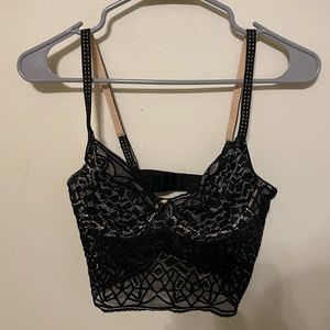 Black lace lingerie bra